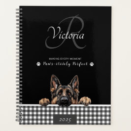 Agenda Personalizado de Gingham de Black White