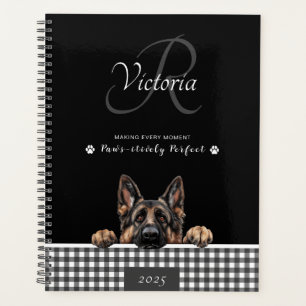 Agenda Personalizado de Gingham de Black White
