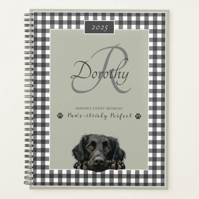 Agenda Personalizado de Gingham de Sage Green (Anverso)