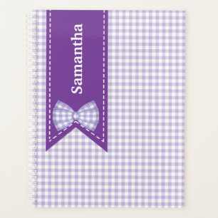 Agenda Personalizado de Gingham púrpura y blanca