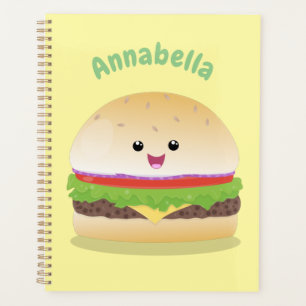 Agenda Personalizado de hamburguesa kawaii feliz
