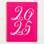 Agenda Personalizado de magenta rosado brillante lindo gu<br><div class="desc">Magenta de fucsia rosa y personalizado blanco,  tipografía de año elegante y elegante estilo elegante Planner. Personalizable completo de texto de guión blanco,  fondo plano sólido rosa caliente. Puede personalizarlo con sus iniciales,  monograma,  año,  etc,  o simplemente borrar el texto,  y dejar el color liso rosa y sólido.</div>