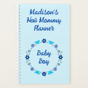 Agenda Personalizado de mariposas y flores Blue Baby Boy