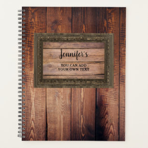 Agenda Personalizado de moda en madera oscura rústica