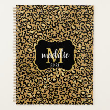 Personalizado de moda Monograma Leopardo dorado No