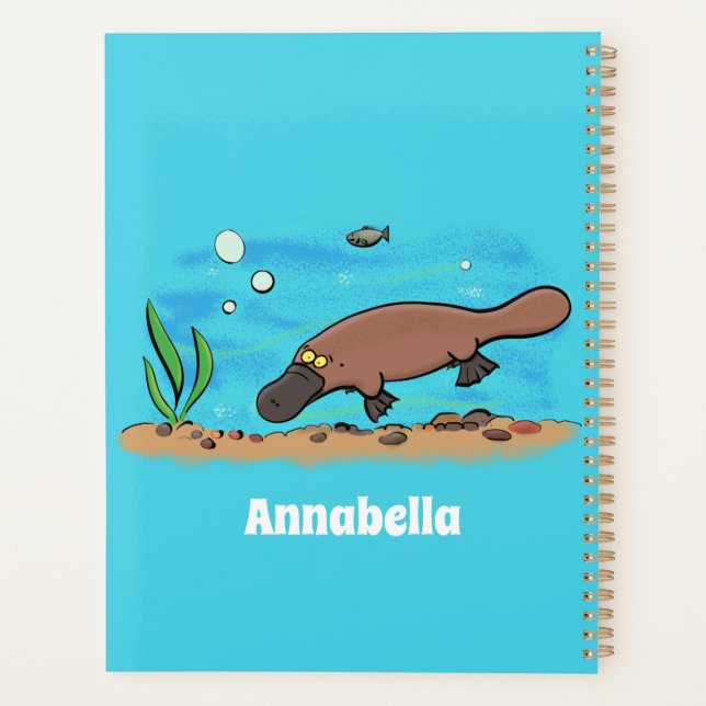 Agenda Personalizado de natación de Platypus Cute (Reverso)