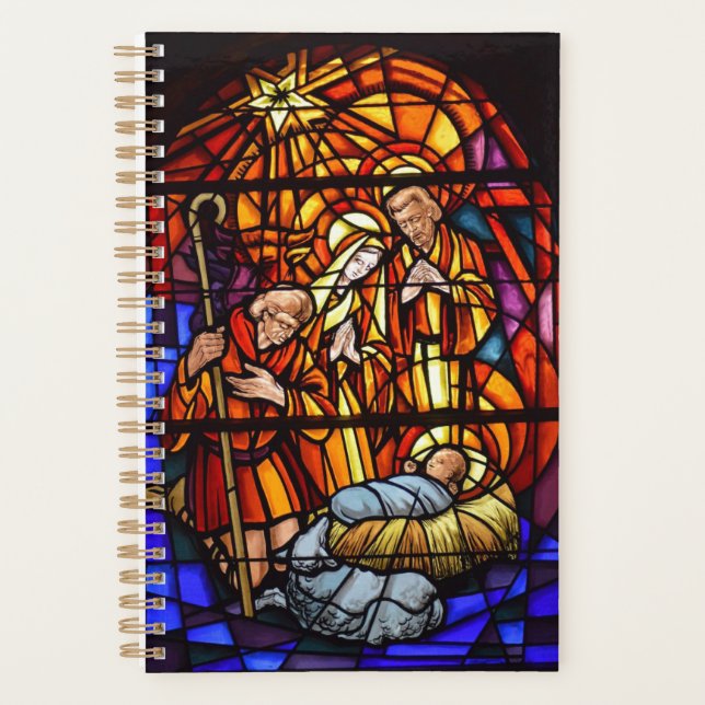 Agenda Personalizado de Natividad de la ventana de vidrio (Anverso)