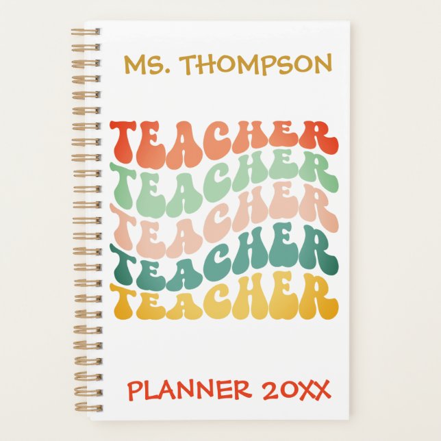 Agenda Personalizado de nombre de profesor de tipografía  (Anverso)