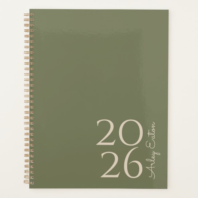 Agenda Personalizado de Olive minimalista Mensual Persona (Anverso)