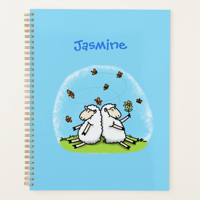 Agenda Personalizado de ovejas y mariposas (Anverso)