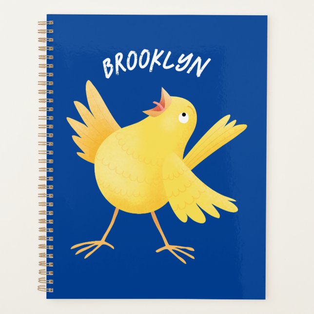 Agenda Personalizado de pájaro canario amarillo cantando  (Anverso)
