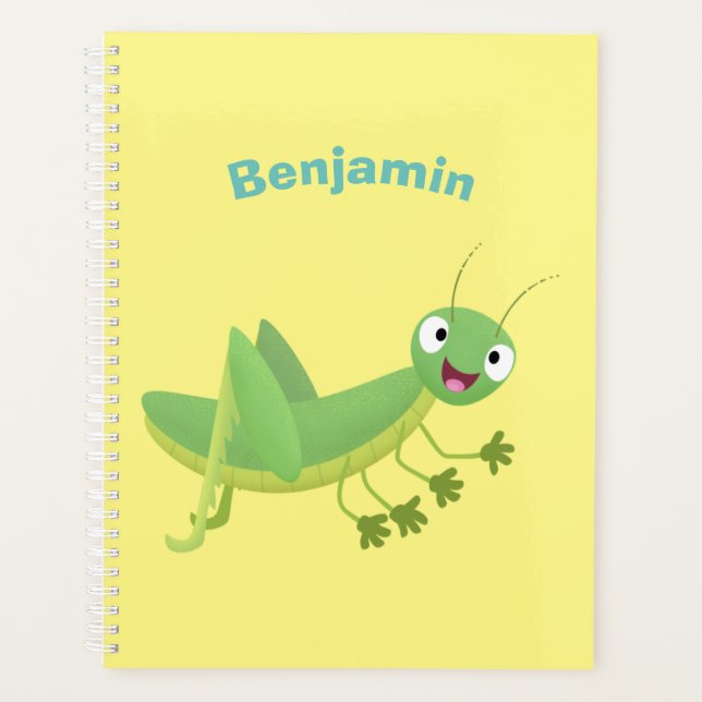 Agenda Personalizado de saltamontes alegre verde (Anverso)