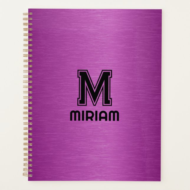 Agenda Personalizado de textura de metal rojo marrón text (Anverso)