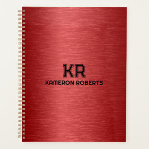 Agenda Personalizado de textura metálica roja Texto negro
