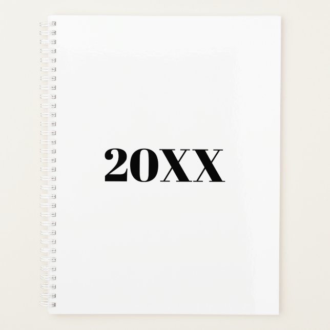 Agenda personalizado de tipografía moderna en blanco mini (Anverso)
