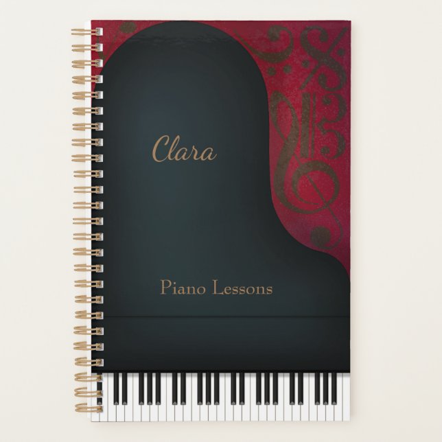 Agenda Personalizado de un gran músico de piano negro (Anverso)