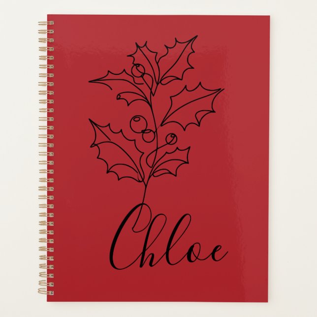 Agenda Personalizado December Holly Birth Flower Gift (Anverso)