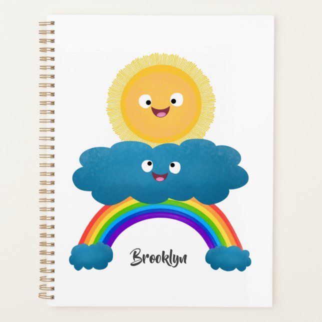Agenda Personalizado del arco iris de la nube de sol feli (Anverso)