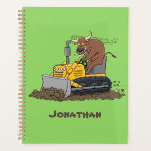 Agenda Personalizado del bulldozer cómico que conduce un 