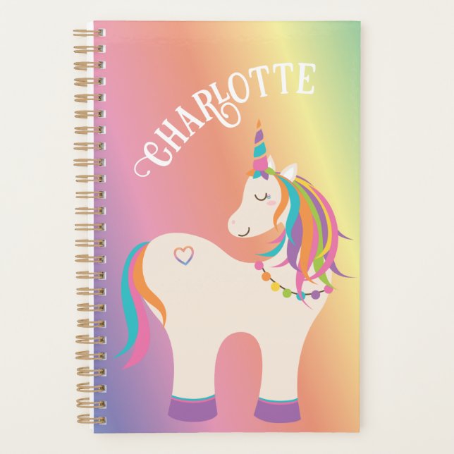 Agenda Personalizado el magnífico arcoiris mágico Unicorn (Anverso)