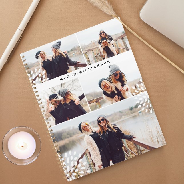 Agenda Personalizado el moderno y moderno grupo de cinco  (Modern Trendy Five Photo Collage Personalized Planner)