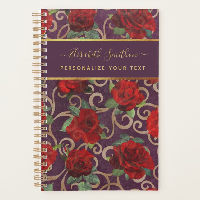 Agenda Personalizado elegante de Moda elegante con flores (Anverso)