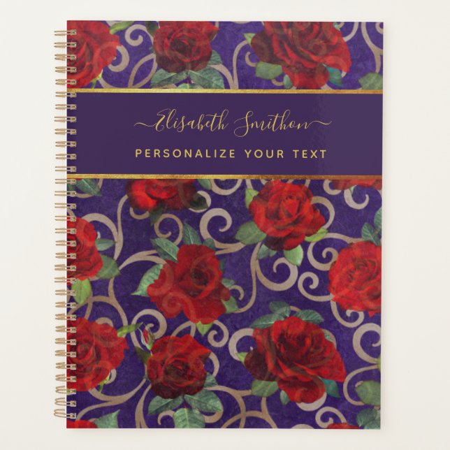 Agenda Personalizado elegante de Moda elegante con flores (Anverso)
