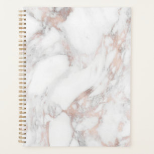 Agenda Personalizado Elegante Rosa Gold Marble Blank Plan