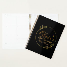 Agenda Personalizado en negro y dorado