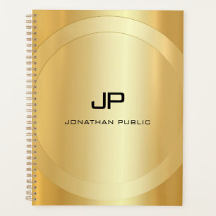 Agenda Personalizado Faux Gold Monogram Glamorous Templat