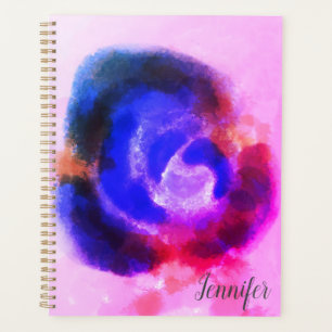 Agenda Personalizado Firma Color de agua morado rosa Flor