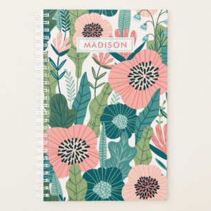 Agenda Personalizado Floral Botánico de Melocotón y Rosa