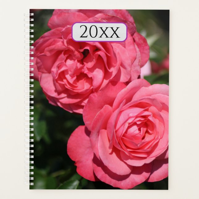 Agenda Personalizado floral de rosas rosadas bonitos Año  (Anverso)