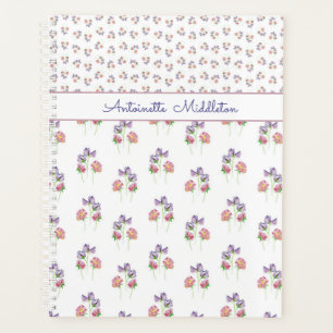 Agenda Personalizado Floral Rosa Púrpura Bonito