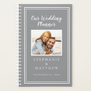 Agenda Personalizado Foto simple Boda de Moda blanca gris