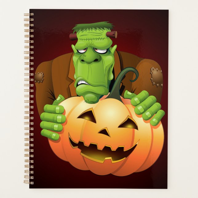 Agenda Personalizado Frankenstein con Calabaza (Anverso)