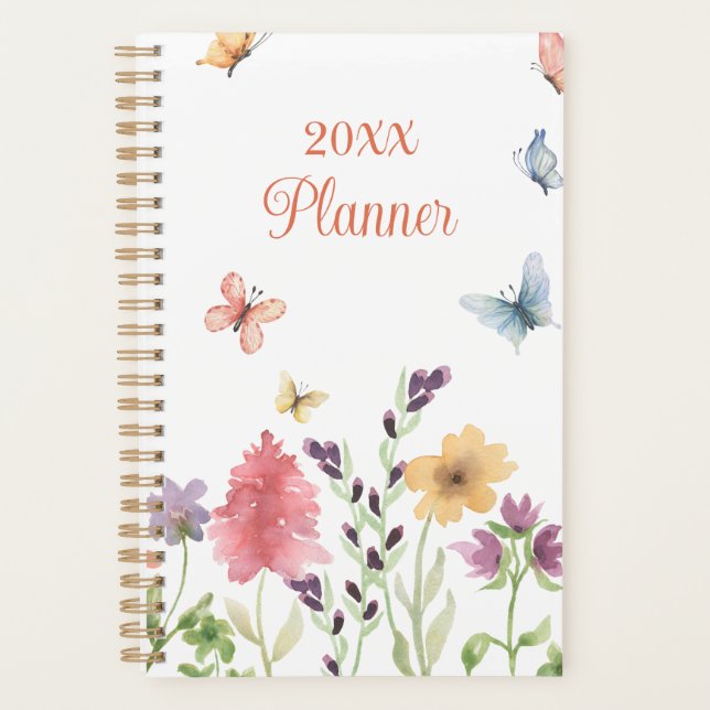 Agenda Personalizado Girly Cute Flores y Mariposas (Anverso)