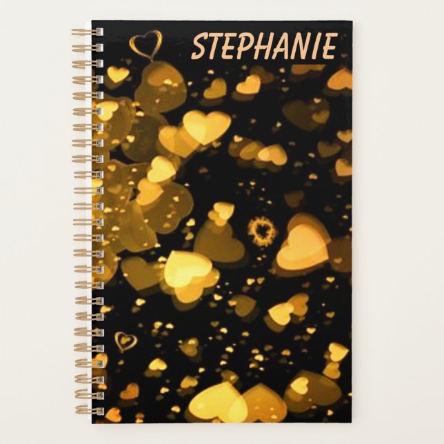 Agenda Personalizado "Golden Heavenly Hearts and Love" (Anverso)