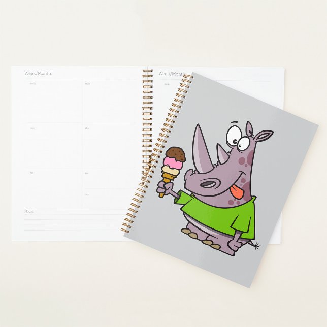 Agenda Personalizado gracioso rinoceronte comiendo helado (Subido por el creador)