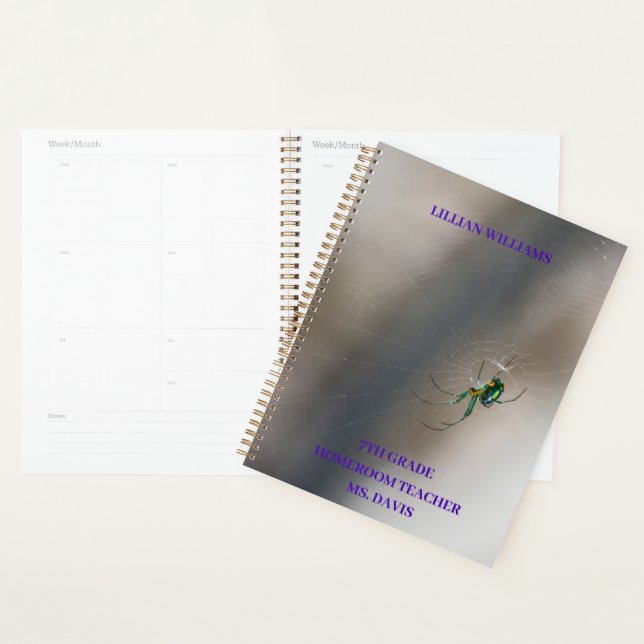 Agenda Personalizado Green Orb Weaver Spider School Class (Demostración)