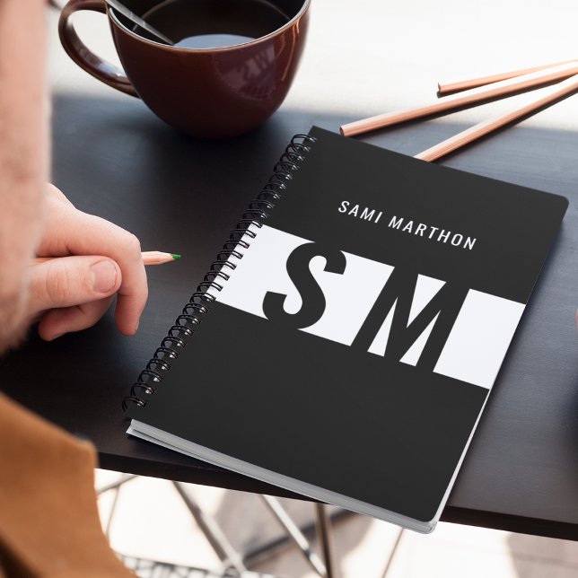 Agenda Personalizado Iniciales l Elegante Monograma Blanc (Subido por el creador)