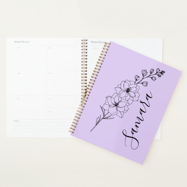 Agenda Personalizado Julio Delphinium Birth Flower Gift p (Demostración)