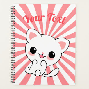 Agenda Personalizado Kawaii White Kitten