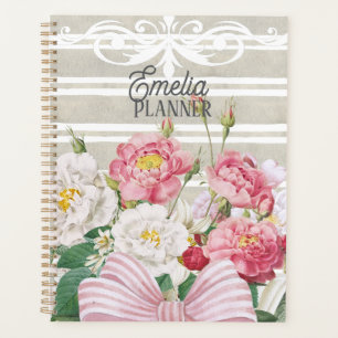 Agenda Personalizado lindo floral retro rayas Profesor ch