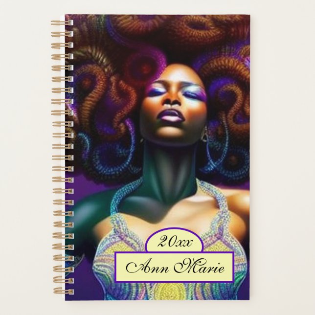 Agenda Personalizado Lujo Mujer Negra Planner (Anverso)