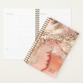 Agenda Personalizado Mensual sin Fecha Mármol Rosa Oro Ro