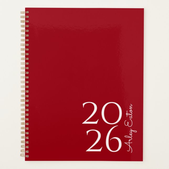Agenda Personalizado minimalista rojo cereza personal men (Anverso)
