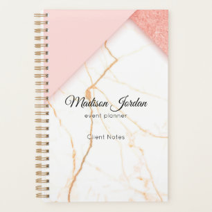 Agenda Personalizado moderno de mármol rosa y oro