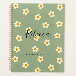 Agenda Personalizado Moderno Floral de Margarita Verde 20