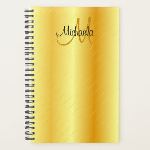 Agenda Personalizado Monograma Elegante Planilla de Oro